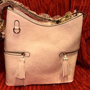 Hobo Bag with Side Tassel zipped pockets and with Matching Wristlet